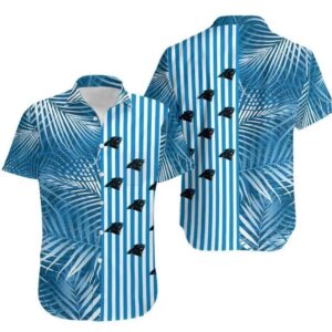 Carolina Panthers Palm Leaves And Stripes Nfl Gift For Fan Hawaii Shirt Summer Collection, NFL Hawaiian Shirt