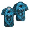 Carolina Panthers Steelers Nfl Fan Skull Hawaiian Shirt Print Short Sleeve Hawaiian Aloha Shirt, NFL Hawaiian Shirt