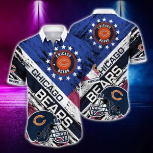 Chicago Bears NFL Helmet Tropical Hawaiian Shirt, NFL Hawaiian Shirt