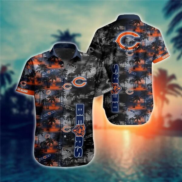 Chicago Bears NFL Tropical Island Pattern Hawaiian Shirt, NFL Hawaiian Shirt
