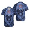 Chicago Bears Nfl Fan Skull Hawaiian Shirt Print Short Sleeve Hawaiian Aloha Shirt, NFL Hawaiian Shirt