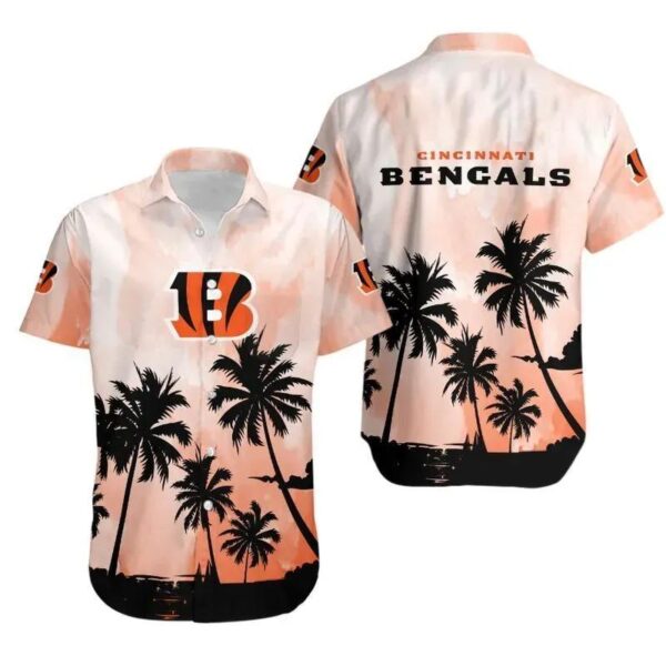 Cincinnati Bengals Coconut Trees Nfl Gift For Fan Hawaiian Graphic Print Short Sleeve Hawaiian Shirt, NFL Hawaiian Shirt