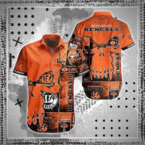 Cincinnati Bengals Nfl Hawaiian Sas Skull Printed 3D New Trend Summer For Best Fans, NFL Hawaiian Shirt