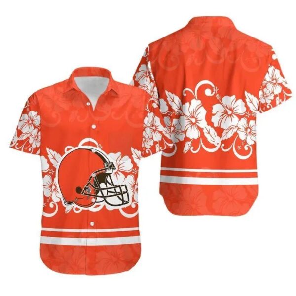 Cleveland Browns Hibiscus Flowers Hawaii Shirt Summer Collection, NFL Hawaiian Shirt