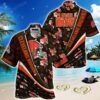 Cleveland Browns Nfl Football With Tropical Flower Pattern Hawaiian Shirt For Fans, NFL Hawaiian Shirt