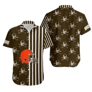 Cleveland Browns Stripes And Skull Hawaii Shirt Summer Collection, NFL Hawaiian Shirt