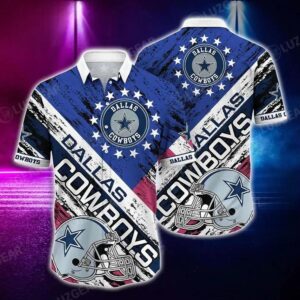 Dallas Cowboys Nfl Hawaiian Shirt Graphic American Flag 3D Printed Short Shirt Best Gift For Fans, NFL Hawaiian Shirt