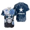 Dallas Cowboys Skull Nfl Gift For Fan Hawaiian Graphic Print Short Sleeve Hawaiian Shirt, NFL Hawaiian Shirt