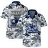 Dallas Cowboys Team Logo Pattern Flamingo Hibiscus Hawaiian Shirt, NFL Hawaiian Shirt