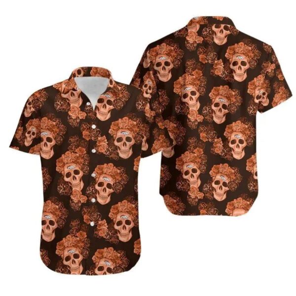 Denver Broncos Mystery Skull And Flower Hawaii Shirt Summer Collection, NFL Hawaiian Shirt