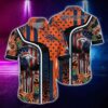 Denver Broncos Nfl Hawaiian Shirt Graphic Tropical Pattern Skull Punisher 3D Printed Best Gift For Fans, NFL Hawaiian Shirt