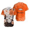 Denver Broncos Skull Nfl Gift For Fan Hawaiian Graphic Print Short Sleeve Hawaiian Shirt, NFL Hawaiian Shirt
