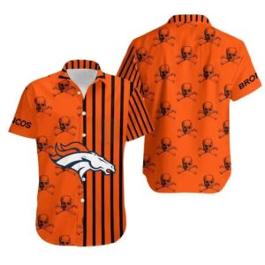 Denver Broncos Stripes And Skull Hawaii Shirt Summer Collection, NFL Hawaiian Shirt