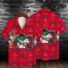 Boston Red Sox Mascot And Leaves Tropical Pattern Hawaiian Shirt, MLB Hawaiian Shirt