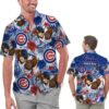 Personalized Chicago Cubs Tropical Floral America Flag Hawaiian Shirt, MLB Hawaiian Shirt