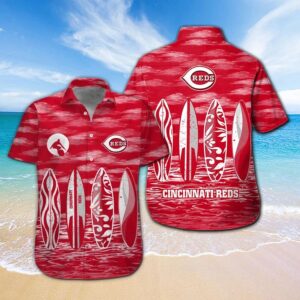 Baseball Cincinnati Reds Surfboard Summer Beach Hawaiian Shirt, MLB Hawaiian Shirt
