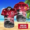 Custom Name MLB Cincinnati Reds Tropical Beach Whale 3D Hawaiian Shirt, MLB Hawaiian Shirt