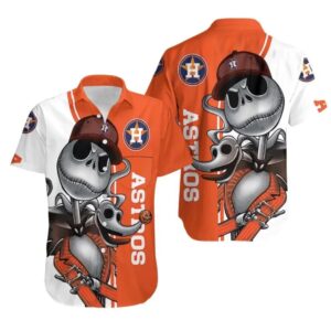 Houston Astros Jack Skellington And Zero Hawaiian Shirt, MLB Hawaiian Shirt