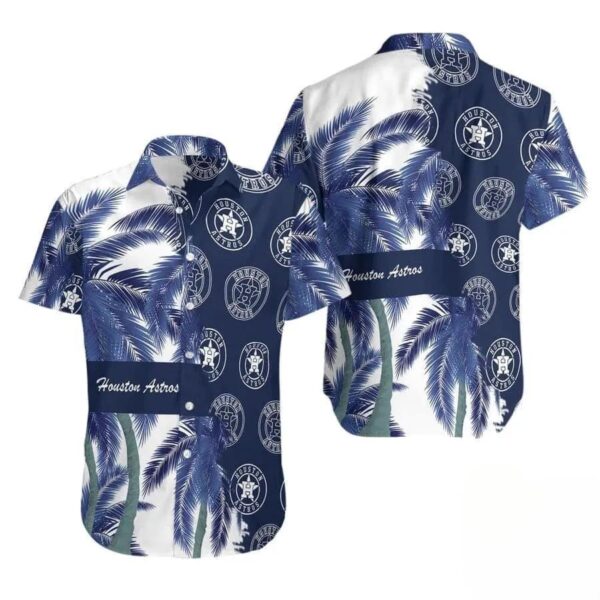 MLB Houston Astros With Coconut Tree Indigo Blue Hawaiian Shirt, MLB Hawaiian Shirt