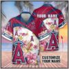 Custom Name MLB Los Angeles Angels Red And Blue 3D Hawaiian Shirt, MLB Hawaiian Shirt