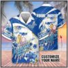 Custom Name MLB Los Angeles Dodgers White And Blue 3D Hawaiian Shirt, MLB Hawaiian Shirt