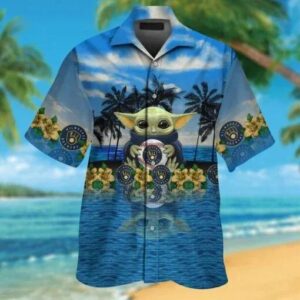 Milwaukee Brewers & Baby Yoda Hawaiian Shirt, MLB Hawaiian Shirt