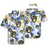 Milwaukee Brewers Hawaiian Shirt Brewers Symbol Flowers Blue White Hawaii Shirt Amazing Milwaukee Brewers Aloha Shirt, MLB Hawaiian Shirt