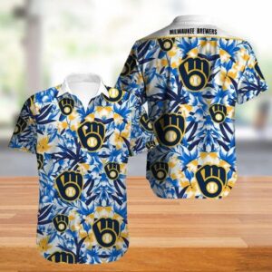 Milwaukee Brewers Hawaiian Shirt Flower Summer Gift For Fans, MLB Hawaiian Shirt