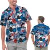 Personalized Miami Marlins Tropical Floral America Flag Hawaiian Shirt, MLB Hawaiian Shirt