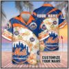 Custom Name MLB New York Mets Orange And Blue 3D Hawaiian Shirt, MLB Hawaiian Shirt