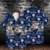 New York Yankees Mascot And Leaves Tropical Pattern Hawaiian Shirt, MLB Hawaiian Shirt