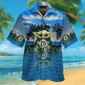 Oakland Athletics & Baby Yoda Hawaiian Shirt, MLB Hawaiian Shirt