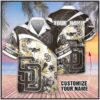 Custom Name MLB San Diego Padres White And Black 3D Hawaiian Shirt, MLB Hawaiian Shirt