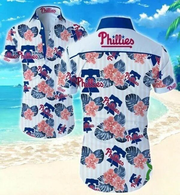 Philadelphia Phillies Floral Dark Blue And Pink Hawaiian Shirt, MLB Hawaiian Shirt