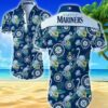Seattle Mariners Flamingo Floral Blue Hawaiian Shirt, MLB Hawaiian Shirt