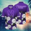 Northwestern Wildcats Flower Hawaii Shirt For Fans, Summer Football Shirts, NCAA Hawaiian Shirt