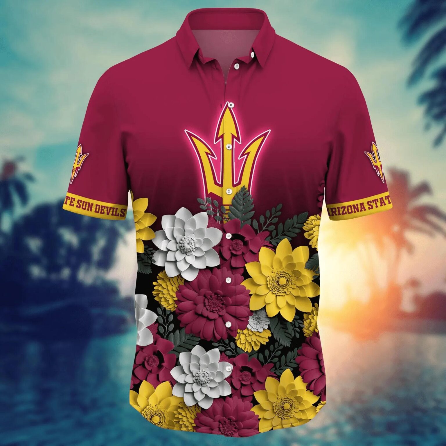 Arizona State Sun Devils Flower Hawaii Shirt For Fans Summer Football Shirts 2 1