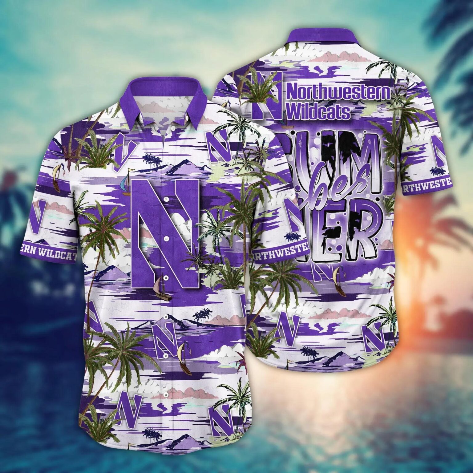 Northwestern Wildcats Flower Hawaii Shirt 1