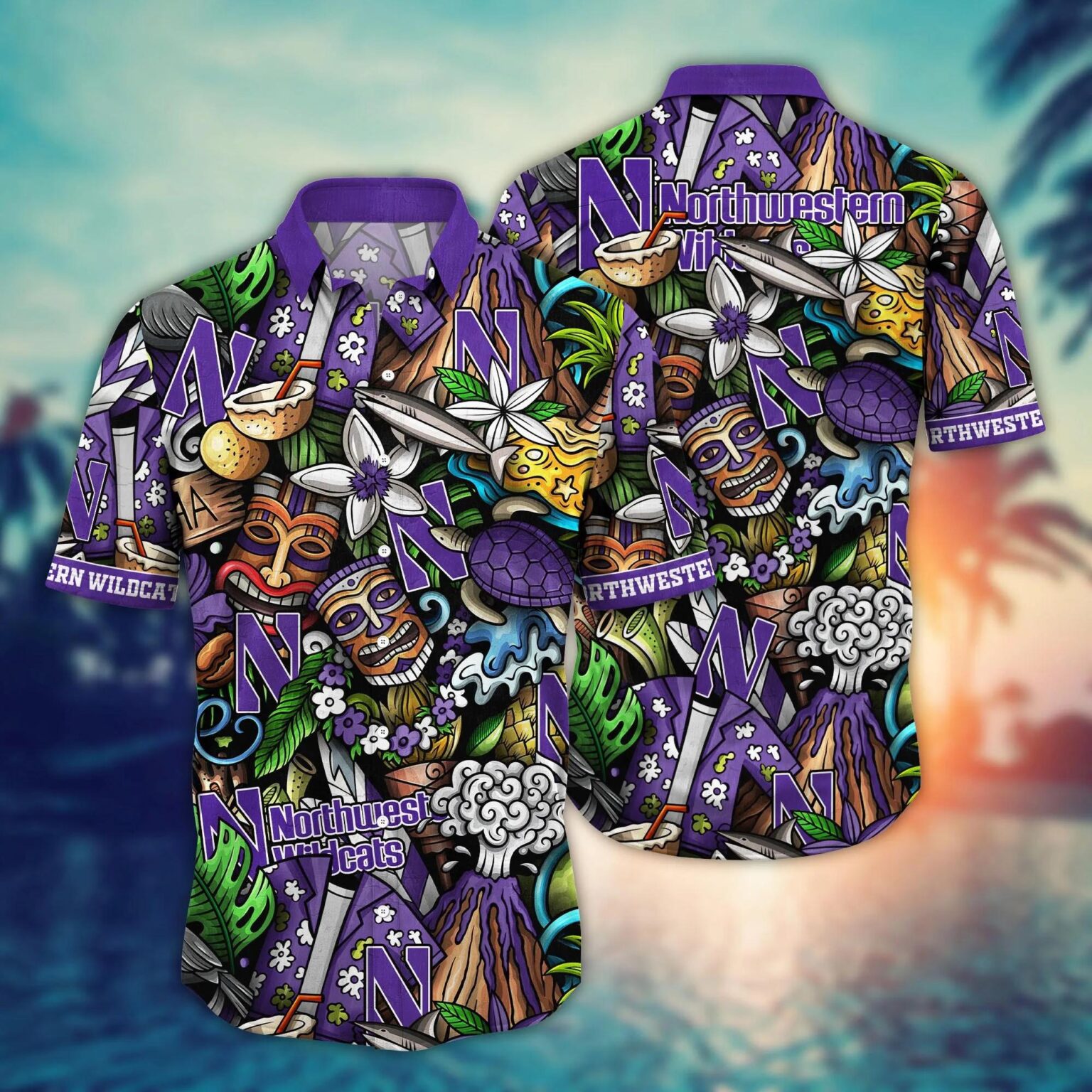 Northwestern Wildcats NCAA Hawaiian Shirt 1 1