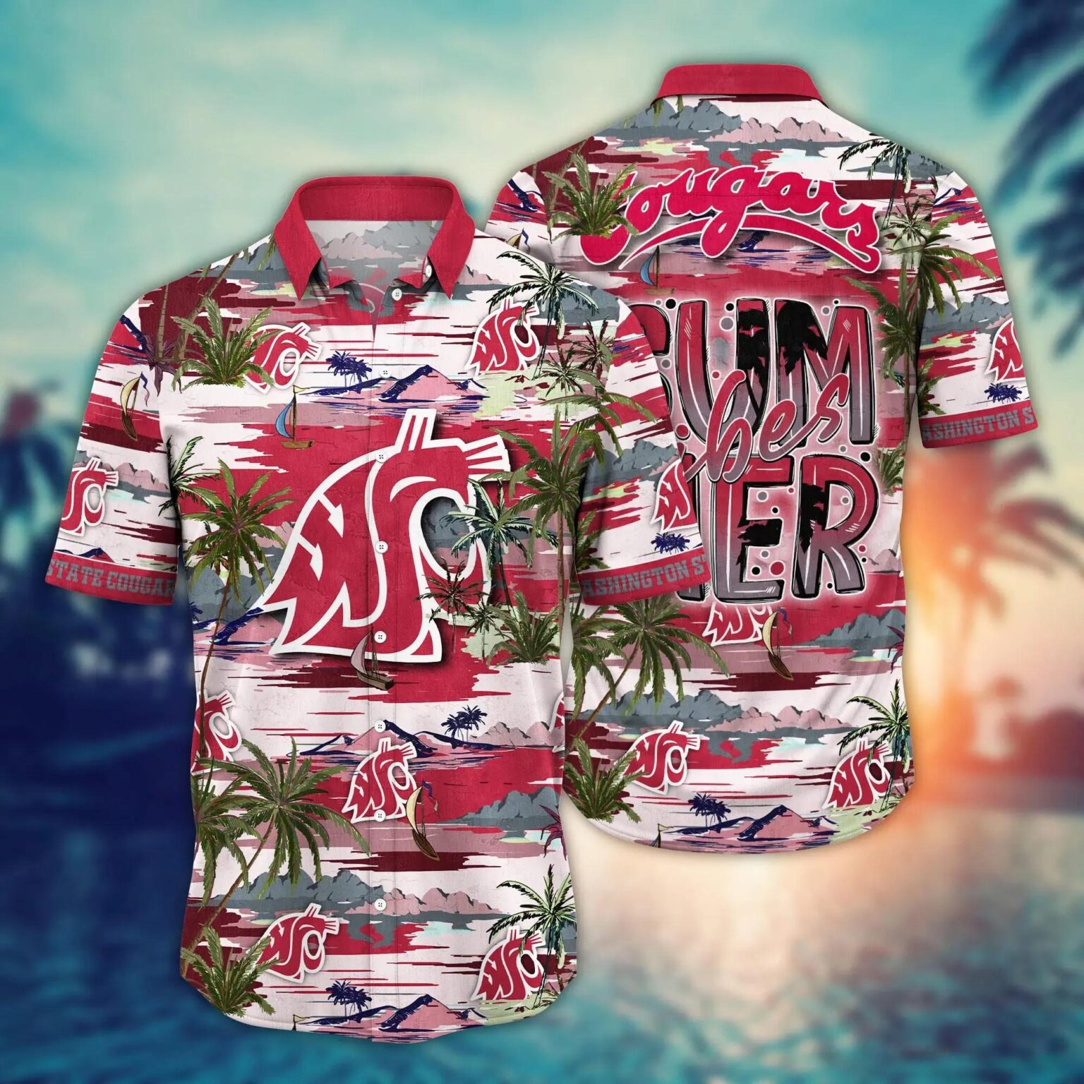 Washington State Cougars Flower Hawaii Shirt 1