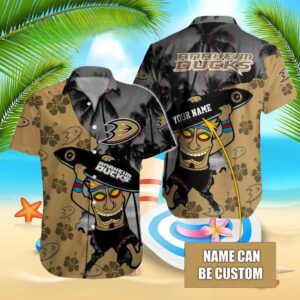 Nhl Anaheim Ducks Special Native Hawaiians Design Button Shirt, NHL Hawaiian Shirt
