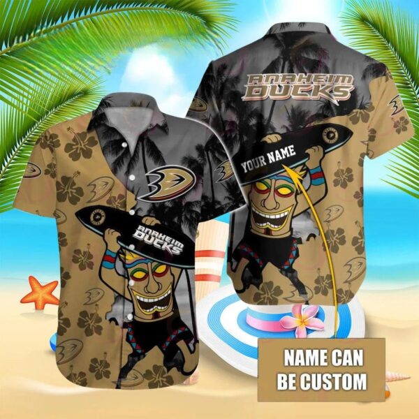 Nhl Anaheim Ducks Special Native Hawaiians Design Button Shirt, NHL Hawaiian Shirt