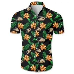 Unisex Anaheim Ducks Hawaiian Shirt Floral Button Up, NHL Hawaiian Shirt