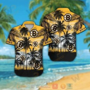 Boston Bruins Coconut Tree Sunrise Hawaiian Shirt, NHL Hawaiian Shirt