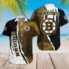 Boston Bruins Dark Yellow Black Hawaiian Shirt, NHL Hawaiian Shirt