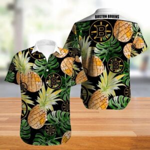 Boston Bruins Hawaiian Shirt Pineapple Button Up, NHL Hawaiian Shirt