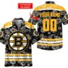 Boston Bruins NHL Custom Name Number Hawaiian Shirt, NHL Hawaiian Shirt