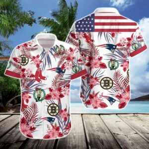 Boston Celtics New England Patriots Boston Bruins Boston Red Sox Hawaiian Shirt, NHL Hawaiian Shirt