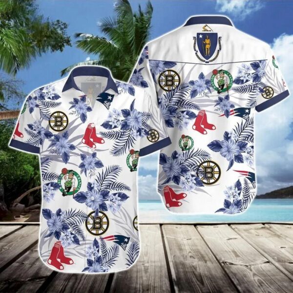 Boston Celtics New England Patriots Boston Bruins Hawaiian Shirt, NHL Hawaiian Shirt