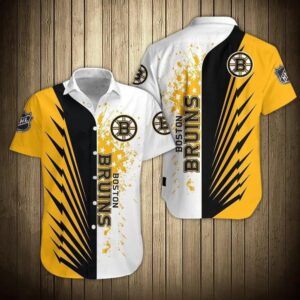 Nhl Boston Bruins Button Up Hawaiian Shirt, NHL Hawaiian Shirt